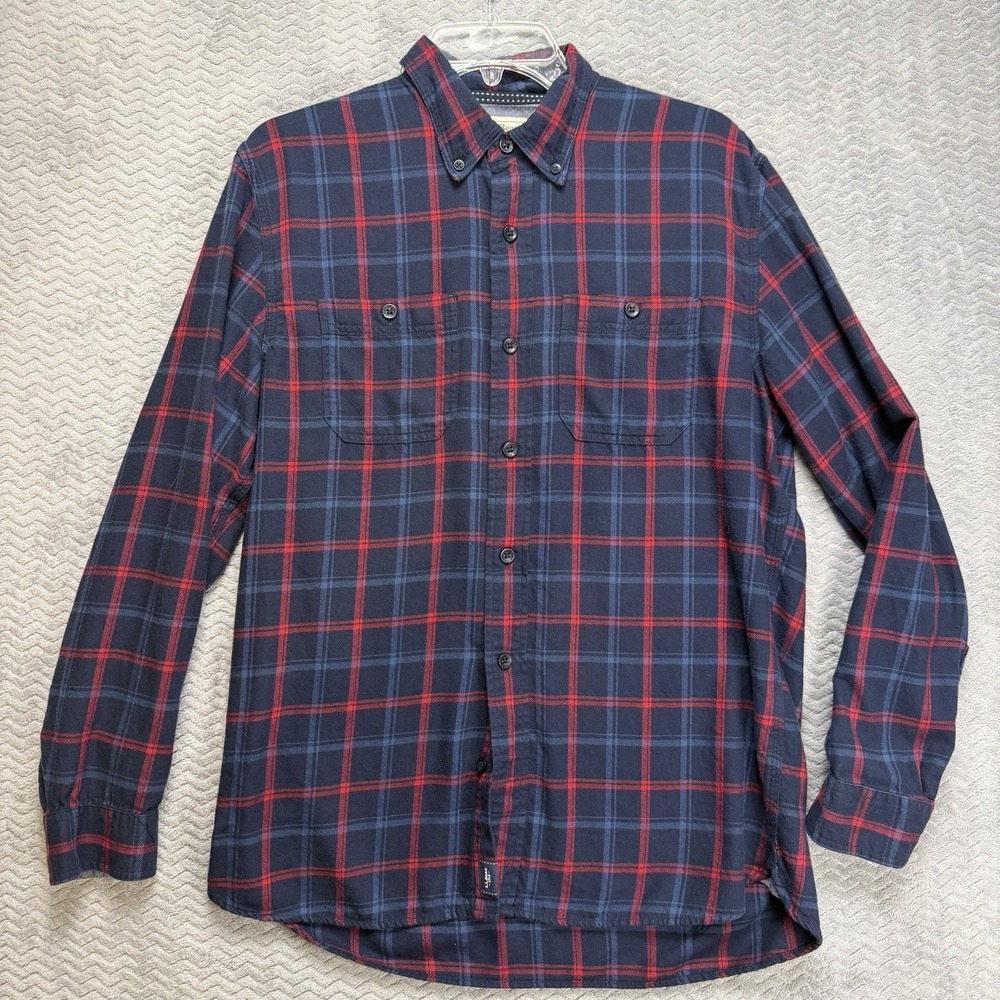 LL Bean Mens M Rangeley Flannel Shirt Slightly Fitted Window Pane Plaid 505083